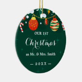 我々の初めてのクリスマスシックな手書きクリスマス セラミックオーナメント (右)