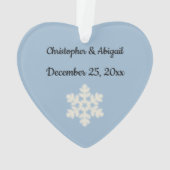 我々の初めてのクリスマススノウカップルハートオーナメント オーナメント (裏面)