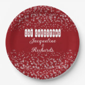 我々の初めてのクリスマススノーフレーク赤エレガントカスタム ペーパープレート (正面)