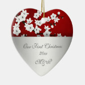 我々の初めてのクリスマスズさくらんぼブロッサム セラミックオーナメント (右)