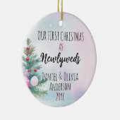 我々の初めてのクリスマスズアズニューライウィズウォーターカラーパステル セラミックオーナメント (右)