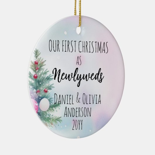我々の初めてのクリスマスズアズニューライウィズウォーターカラーパステル セラミックオーナメント (右)