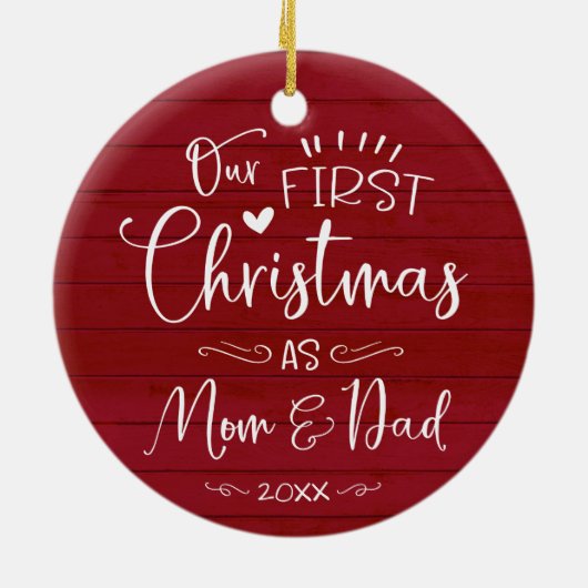 我々の初めてのクリスマスズアズマムアンドパパファームハウス セラミックオーナメント (裏面)