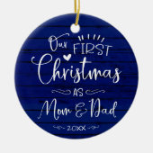 我々の初めてのクリスマスズアズマムアンドパパファームハウス セラミックオーナメント (正面)