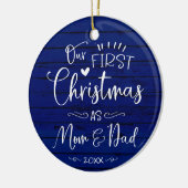 我々の初めてのクリスマスズアズマムアンドパパファームハウス セラミックオーナメント (左)