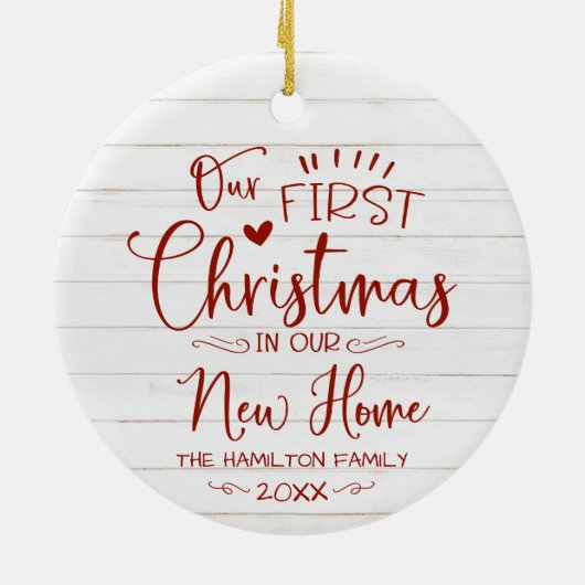 我々の初めてのクリスマスズインザニューホームファームハウス セラミックオーナメント (裏面)