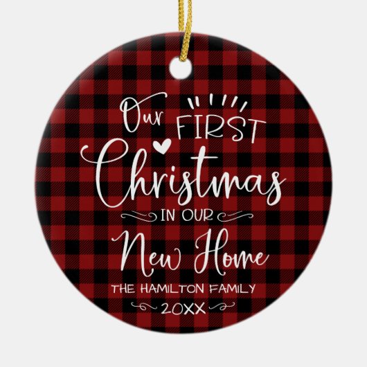 我々の初めてのクリスマスズインザニューホームファームハウス セラミックオーナメント (正面)