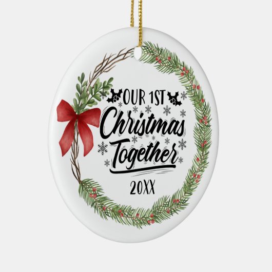 我々の初めてのクリスマスズトゥーウォーターカラーリース セラミックオーナメント (右)