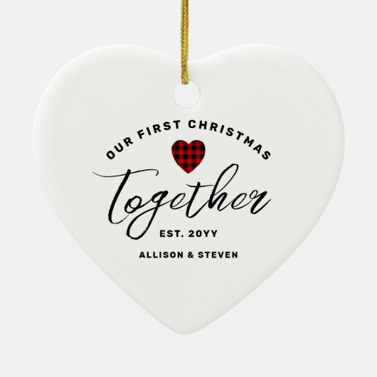 我々の初めてのクリスマスズトゥーファームハウスシックハート セラミックオーナメント (裏面)