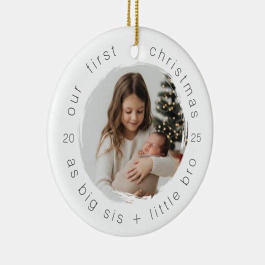 我々の初めてのクリスマスズビッグシスター&ブロシンプルー セラミックオーナメント (右)