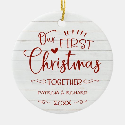 我々の初めてのクリスマスズ素朴トゥームハウス セラミックオーナメント (正面)