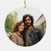 我々の初めてのクリスマスニューホームファームハウスシックネイビー セラミックオーナメント (裏面)