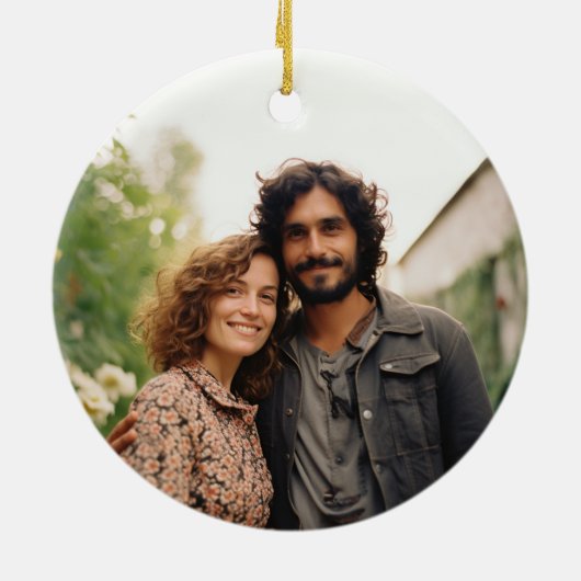 我々の初めてのクリスマスニューホームファームハウスシックネイビー セラミックオーナメント (裏面)