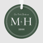 我々の初めてのクリスマスニューライウィズモノグラムグリーン オーナメント (裏面)