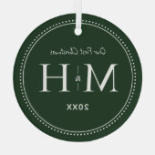 我々の初めてのクリスマスニューライウィズモノグラムグリーン ガラスオーナメント (裏面)