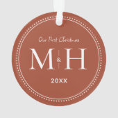 我々の初めてのクリスマスニューライウィズモノグラムテラコッタ オーナメント (裏面)