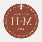 我々の初めてのクリスマスニューライウィズモノグラムテラコッタ ガラスオーナメント (裏面)