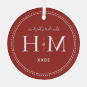 我々の初めてのクリスマスニューライウィズモノグラムレッド ガラスオーナメント (裏面)