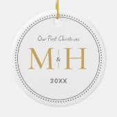 我々の初めてのクリスマスニューライヴァズモノグラムホワイト セラミックオーナメント (裏面)