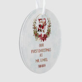 我々の初めてのクリスマスポインセチアリース雪片 オーナメント (正面)