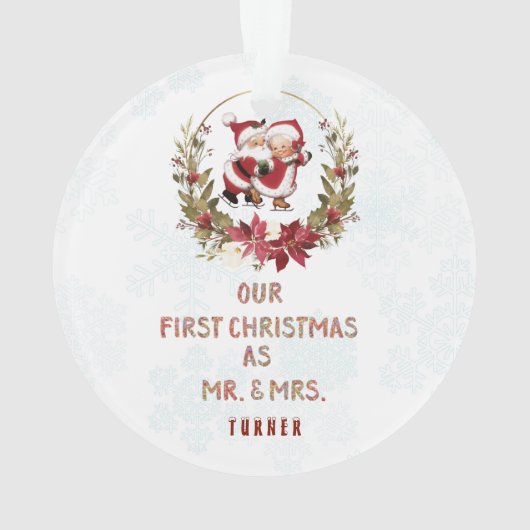 我々の初めてのクリスマスポインセチアリース雪片 オーナメント (裏面)