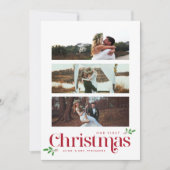 我々の初めてのクリスマスモダンの3枚の写真 シーズンカード (正面)