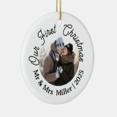 我々の初めてのクリスマスモダン写真Keepsake セラミックオーナメント (右)