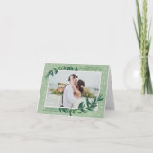 我々の初めてのクリスマスモダン植物写真折り畳み シーズンカード (正面)