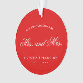 我々の初めてのクリスマスレズビアンの新しい写真赤 オーナメント (正面)