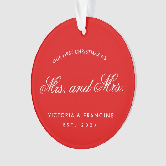 我々の初めてのクリスマスレズビアンの新しい写真赤 オーナメント (正面)