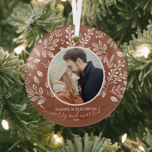 我々の初めてのクリスマス写真テラコッタ ガラスオーナメント (インサイチュ)