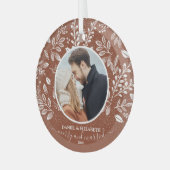 我々の初めてのクリスマス写真テラコッタ ガラスオーナメント (正面左)