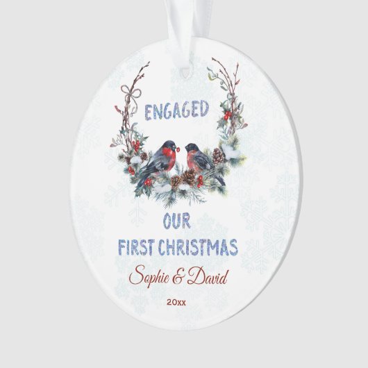 我々の初めてのクリスマス冬のリースとブルフィンチ オーナメント (正面)