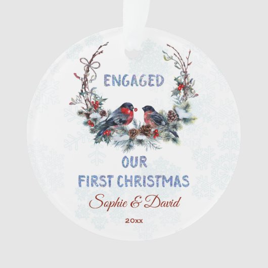 我々の初めてのクリスマス冬のリースとブルフィンチ オーナメント (正面)