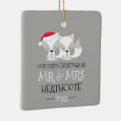 我々の初めてのクリスマス北極キツネ パーソナライズされた セラミックオーナメント (右)