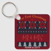 我々の初めてのクリスマス夫妻/カップルの新しい キーホルダー (正面)