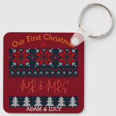 我々の初めてのクリスマス夫妻/カップルの新しい キーホルダー (裏面)