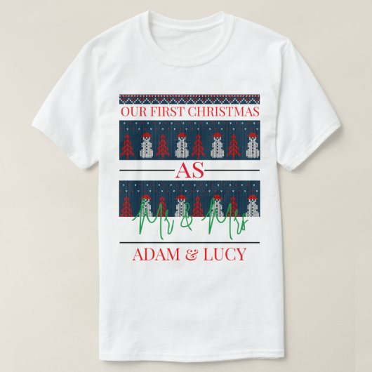 我々の初めてのクリスマス夫妻 |新婚 Tシャツ (デザイン正面)
