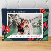 我々の初めてのクリスマス婚約したのモダン葉 フォトブロック