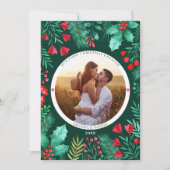 我々の初めてのクリスマス婚約したの水色の葉 シーズンカード (正面)