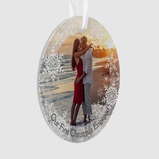 我々の初めてのクリスマス婚約したスノードクリスマス オーナメント (正面)