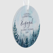 我々の初めてのクリスマス婚約したフォトパインツリーフォレスト オーナメント (正面)
