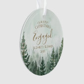 我々の初めてのクリスマス婚約したフォトパインツリーフォレスト オーナメント (正面)