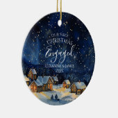 我々の初めてのクリスマス婚約したフォトパインツリーフォレスト セラミックオーナメント (右)