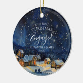 我々の初めてのクリスマス婚約したフォトパインツリーフォレスト セラミックオーナメント (左)