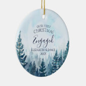 我々の初めてのクリスマス婚約したフォトパインツリーフォレスト セラミックオーナメント (右)