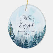 我々の初めてのクリスマス婚約したフォトパインツリーフォレスト セラミックオーナメント (左)