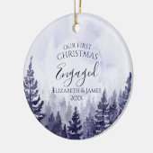 我々の初めてのクリスマス婚約したフォトパインツリーフォレスト セラミックオーナメント (左)