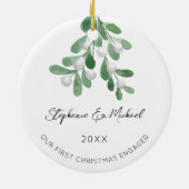 我々の初めてのクリスマス婚約したヤギ セラミックオーナメント (裏面)