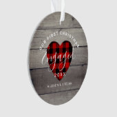 我々の初めてのクリスマス婚約した手札ハート オーナメント (正面)